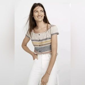 GUC Madewell Texture & Thread Button-Front Top in Stripe | Size Women’s M